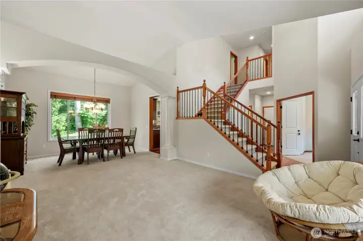 Open dining and living rooms make talking easy during parties.