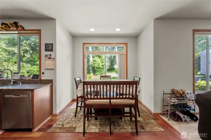 Breakfast nook isn't just for breakfast: lunch, snacks, and homework besides.