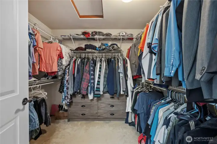 Walk-in closet has ample space for his and hers as well.