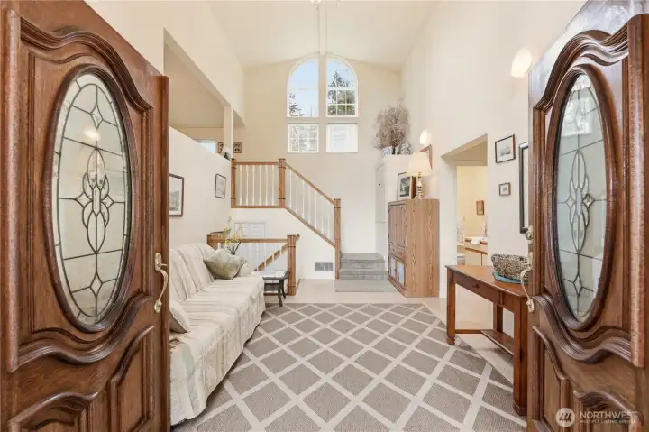 Double doors welcome you in the home.