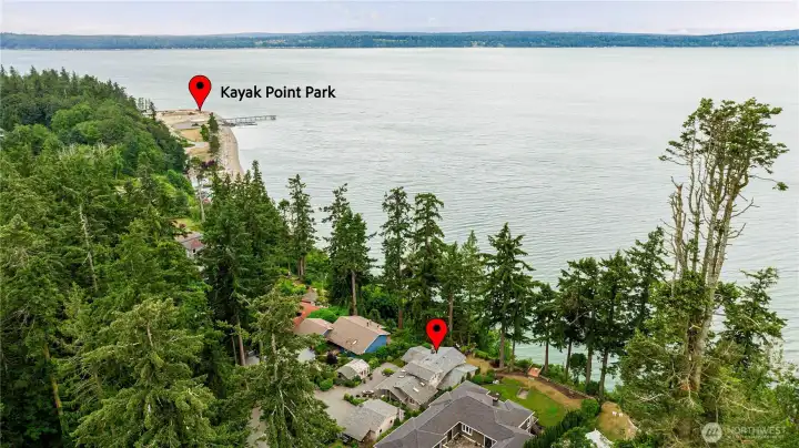 Kayak Point Park is a small hike down to the Beach.