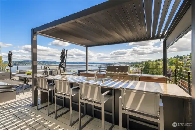 Roof top deck with spectacular views of Mt. Rainier