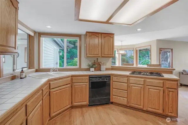 Large, well-lit kitchen has everything you need at your disposal. Excellent cook station with plenty of room for meal prep.