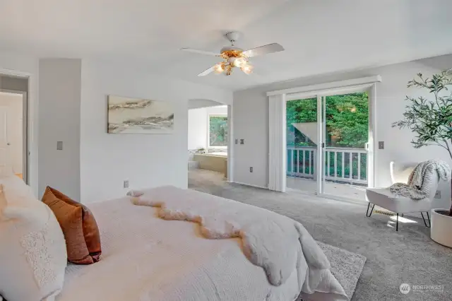 View from the primary bedroom showing your own private deck.