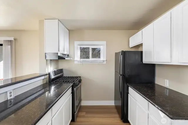 New countertops and matching appliances in the kitchen