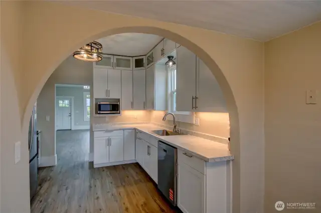 Kitchen with stainless steel appliances