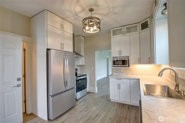 Kitchen with stainless steel appliances