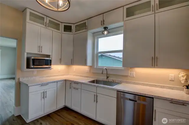 Kitchen with stainless steel appliances