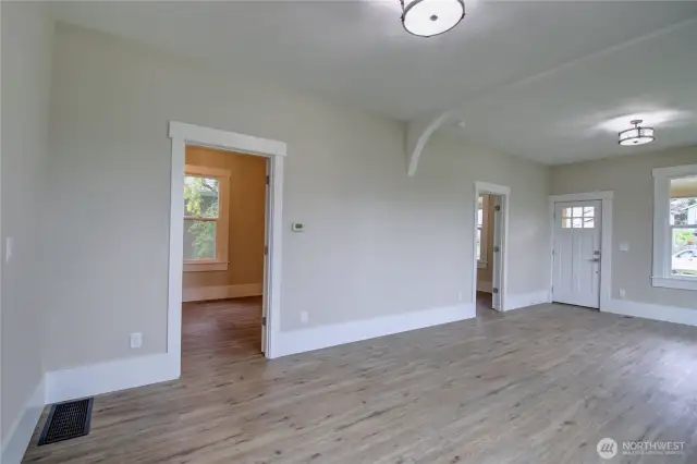 Living room and doors to 2 bedrooms