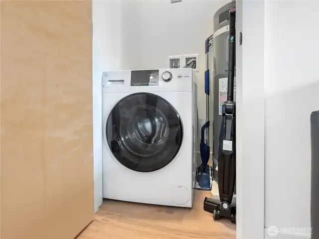 Washer/dryer combo- space efficient and on trend for urban living!
