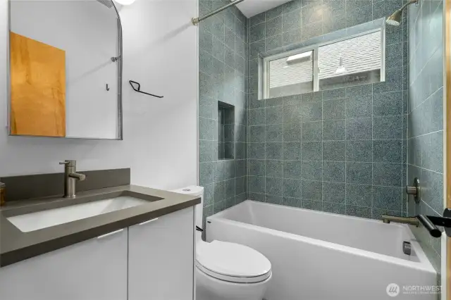 So tasteful and modern! The deep bathtub is a plus!