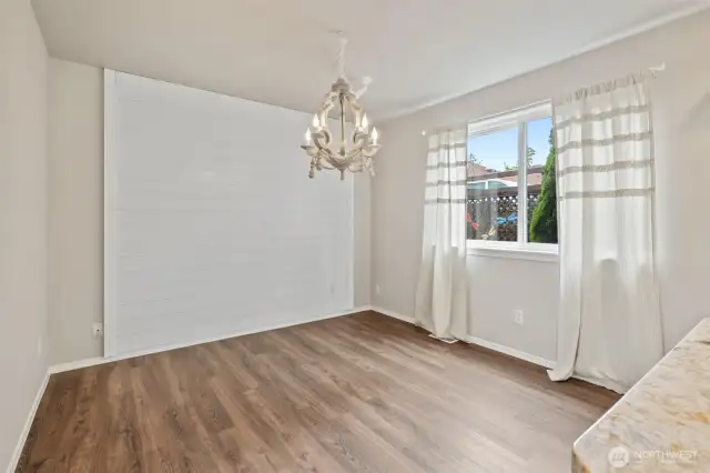 Shiplap accents are throughout the home! This accents the kitchen eating area!