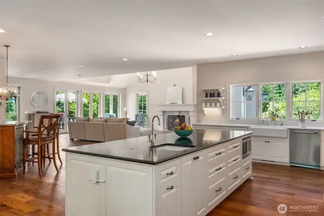 Generous island designed for cooking and entertaining.