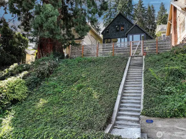 This is the access from Madrona Drive - once up to the top you will be greeted with views and privacy!
