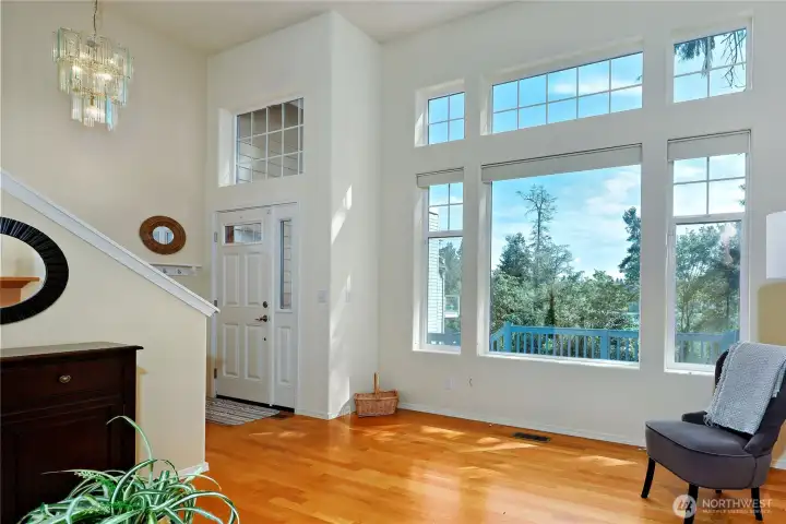 living room with peek-a-bo view