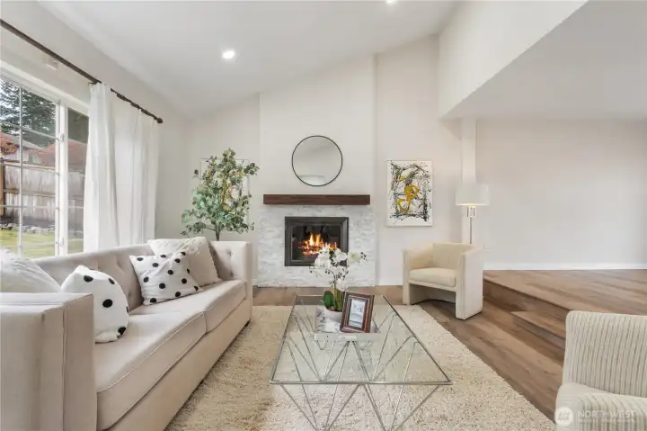 Living room with high ceiling