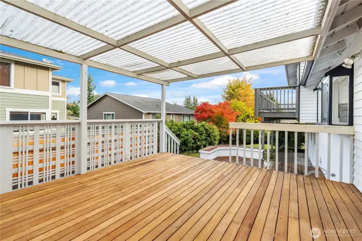 Covered deck with skylight roof