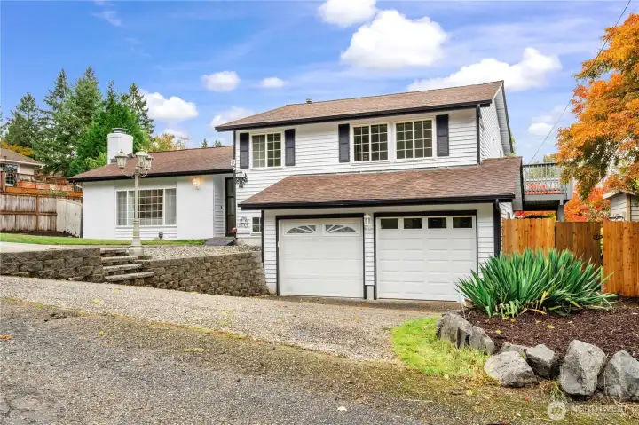 Front driveway and garage