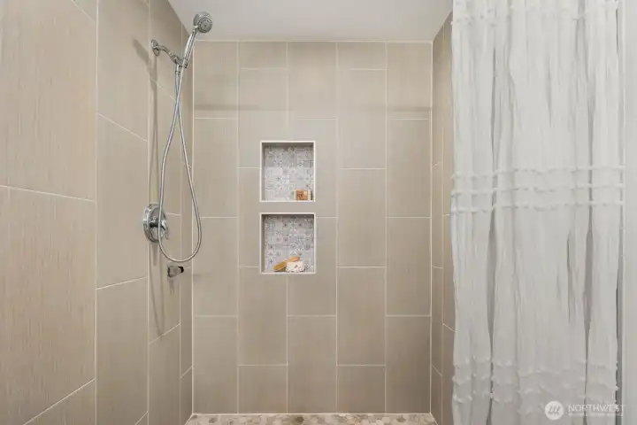 Walk in shower in primary bathroom