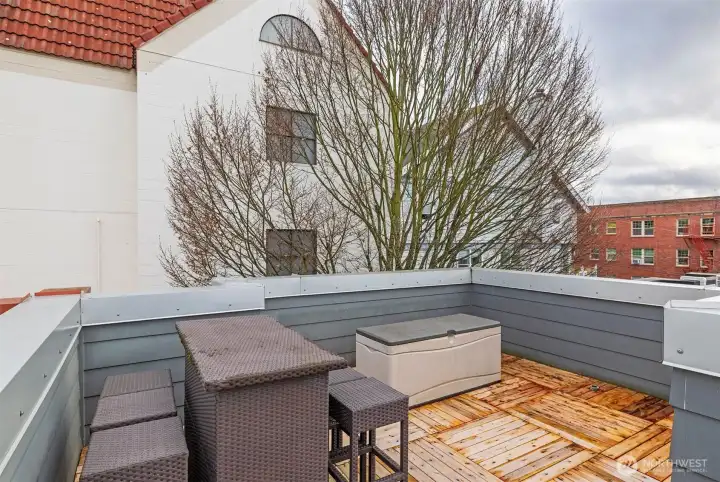 Private roof top deck for you relaxing &/or entertaining.