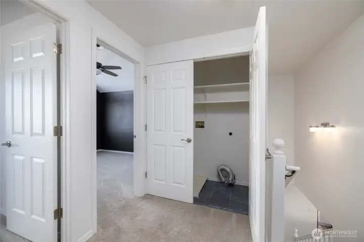 Upstairs hallway, looking at laundry closet