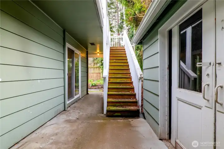 Stairs up to deck with views!