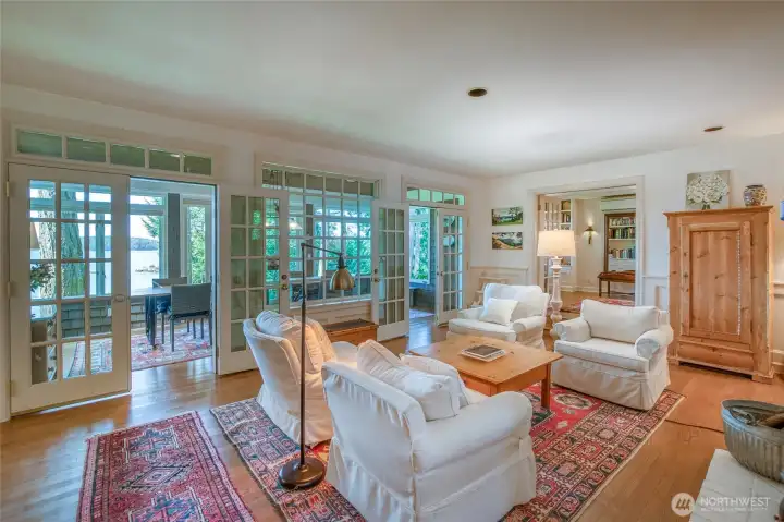 Living room with views of dining room and beyond