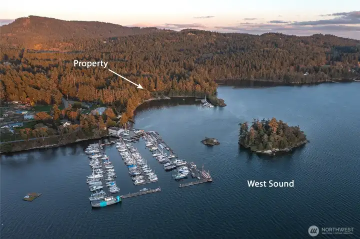 Westsound Marina and Picnic Island from the air
