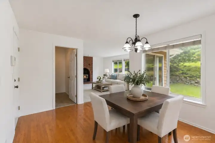 Kitchen breakfast nook. Digitally staged.