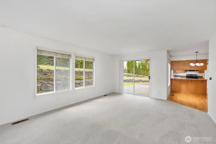 Family room. Sliding door leads to the patio.