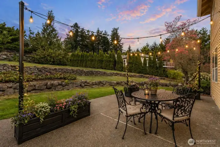 Backyard patio, digitally staged.
