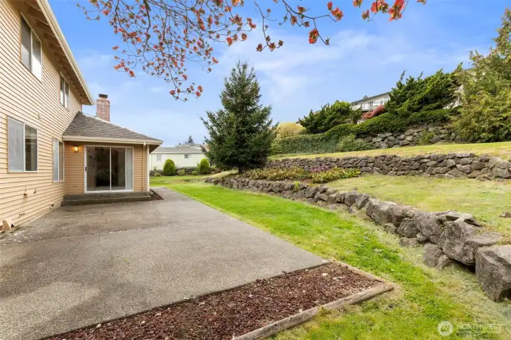 Backyard patio and terraces.