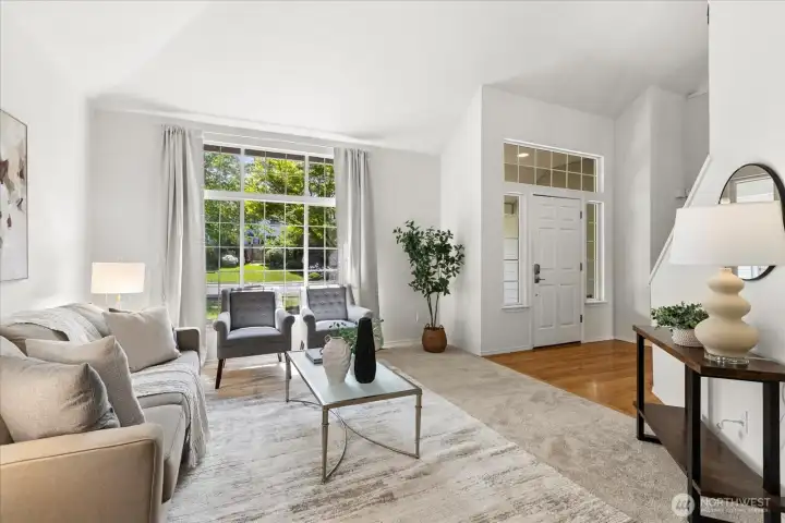Front door entry & family room from Dining Room