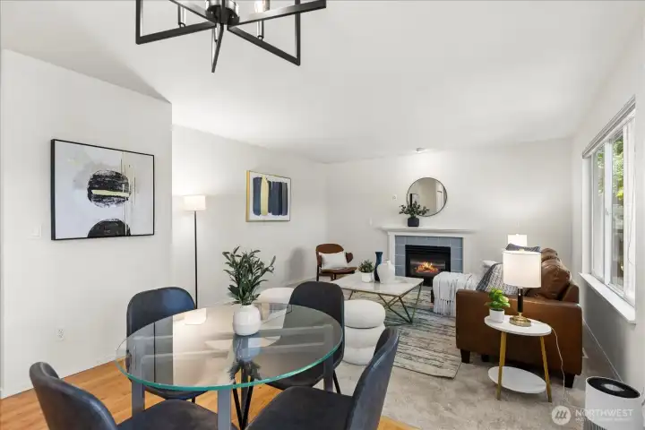 Eating area looking into living room