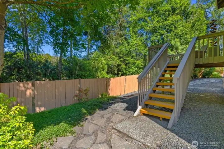 Steps leading down from deck