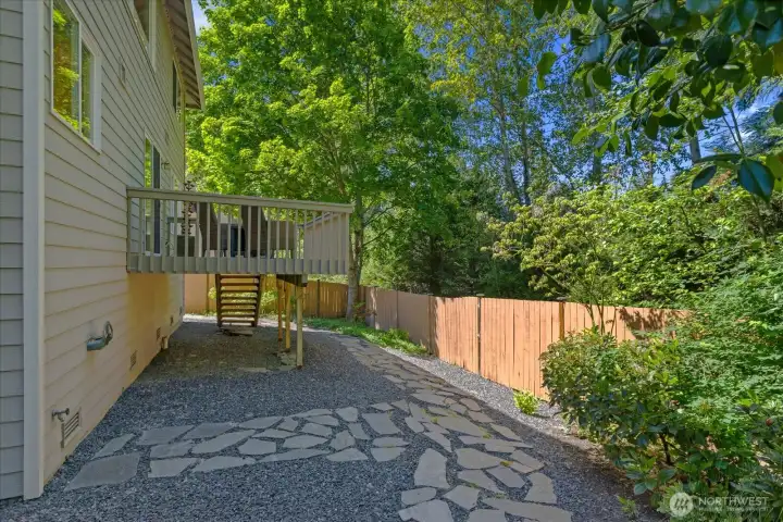 Side view of backyard