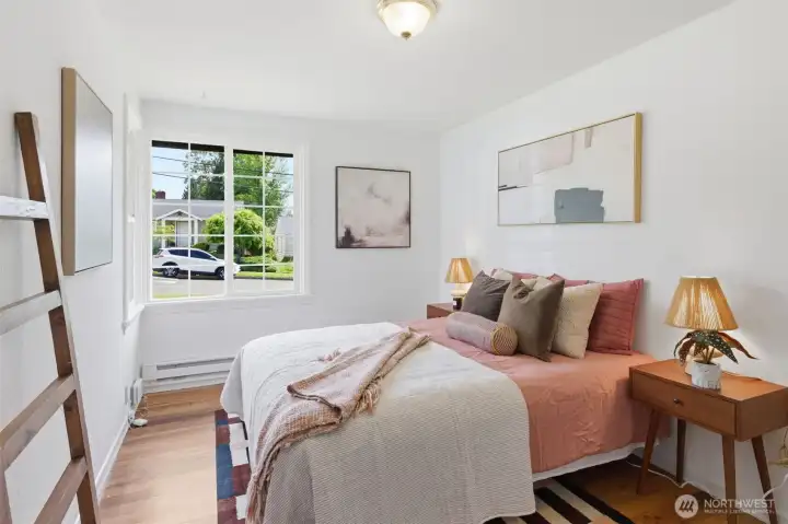 This bedroom is on the front side of the home. This bedroom is on the front side of the home.