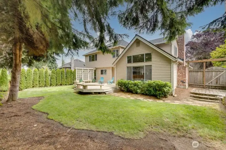 Fairly level backyard, fully fenced with a newer back and side fence just recently put up.