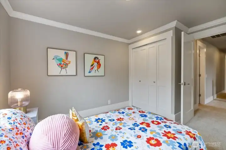 One of four bedrooms.  Again the consistency in trimwork and panelled doors with a separate attic space!