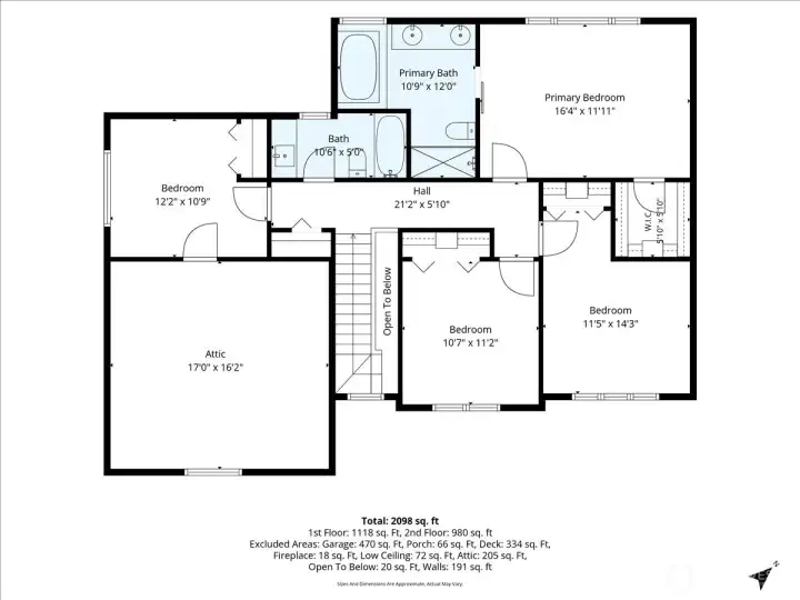 2nd level floor plan with estimated dimensions.
