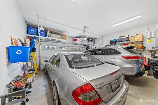 Ample storage in garage, whole house water filtration, tankless water heater & a 220 EV charger.
