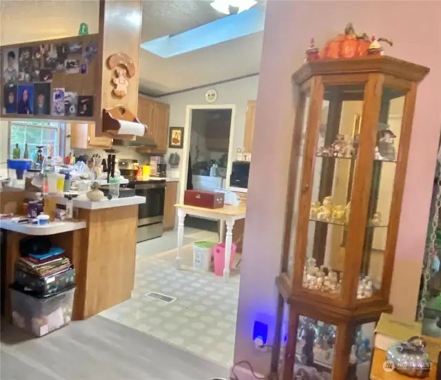 View from Dining Room to Kitchen with walk-in pantry.