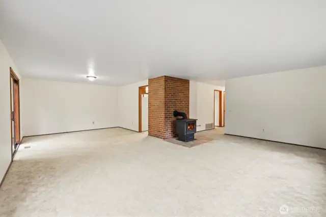 Another view of the incredible living room and dining area