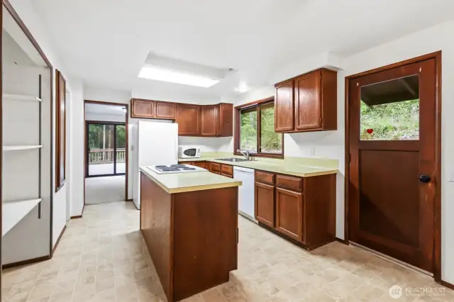 The large pantry provides ample storage space