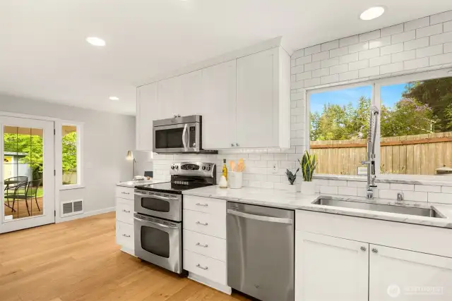 Kitchen sink window overlooks the patio.