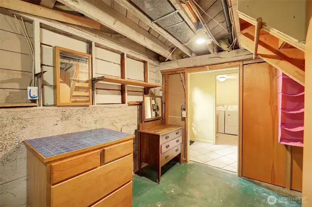 Lower level storage area.