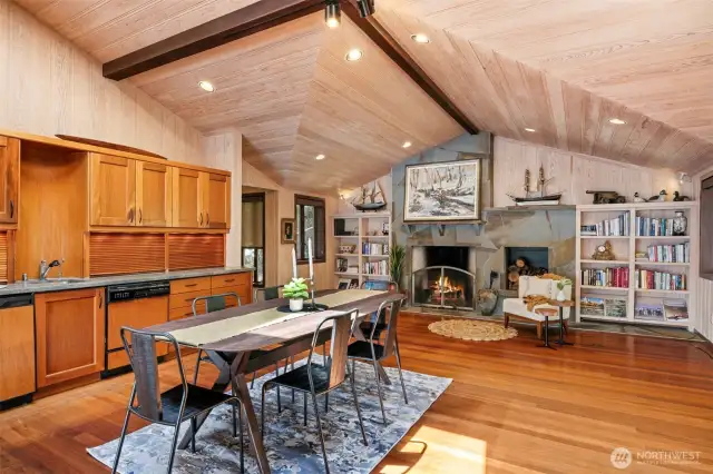 The informal dining area has a lovely wet bar including a dishwasher. There is a gorgeous Pennsylvania Bluestone wood burning fireplace with a gas igniter.