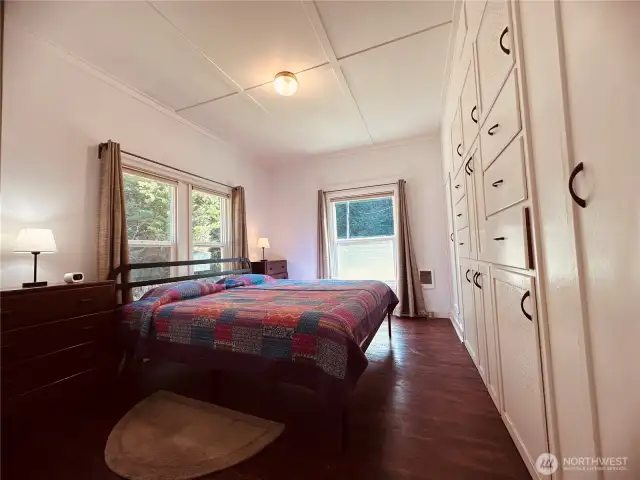 Primary bedroom with lots of built-ins.