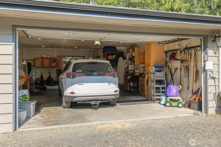 2-car heated garage with storage