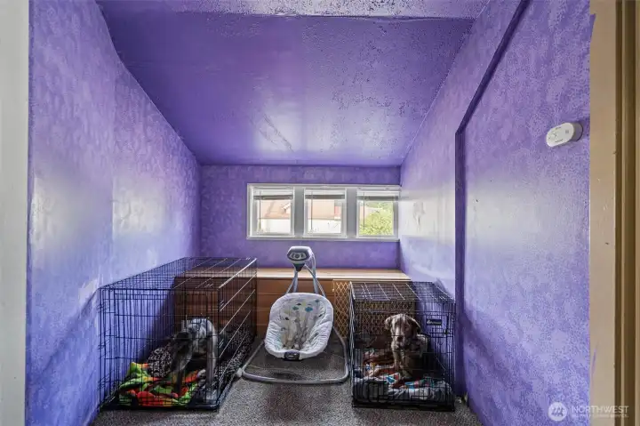 Kennel area for dogs or storage.